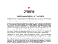 Bacterial Contamination Screening of Platelets