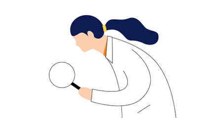 illustration of a scientist holding a magnifying glass