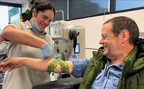 man donating blood