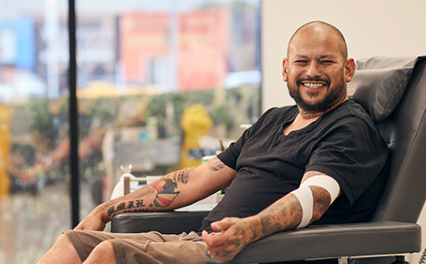 Man smiling in donor chair 