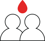 illustration of two people with a blood drop icon above them