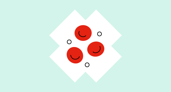 illustration of red blood cells and white blood cells on ice blue background