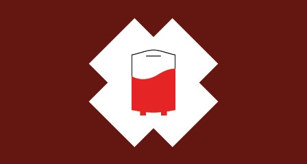 illustration of bag of blood on burgundy background