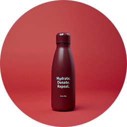 a dark red stainless steel water bottle