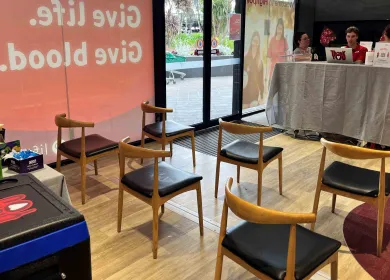 photo of waiting area in pop-up donor centre