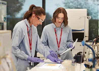 Two researchers in a lab