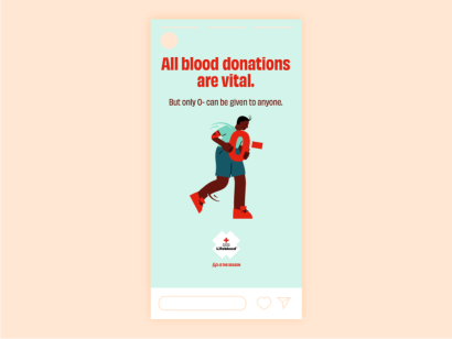 social tile that says all blood donations are vital but only O- can be given to anyone.