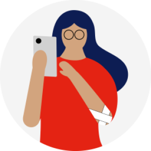 illustration of a person holding up a mobile phone
